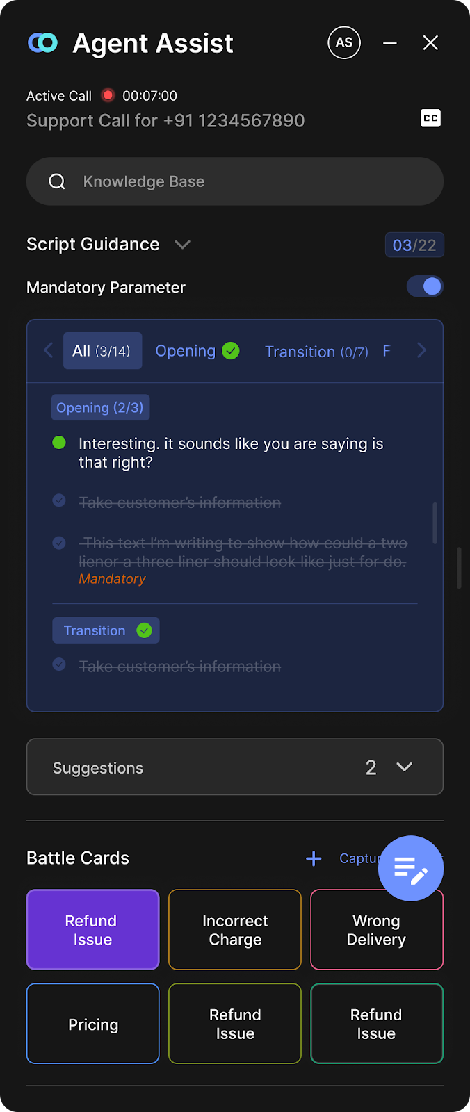Callveriq’s real-time Agen Assist for on-the-call agent guidance