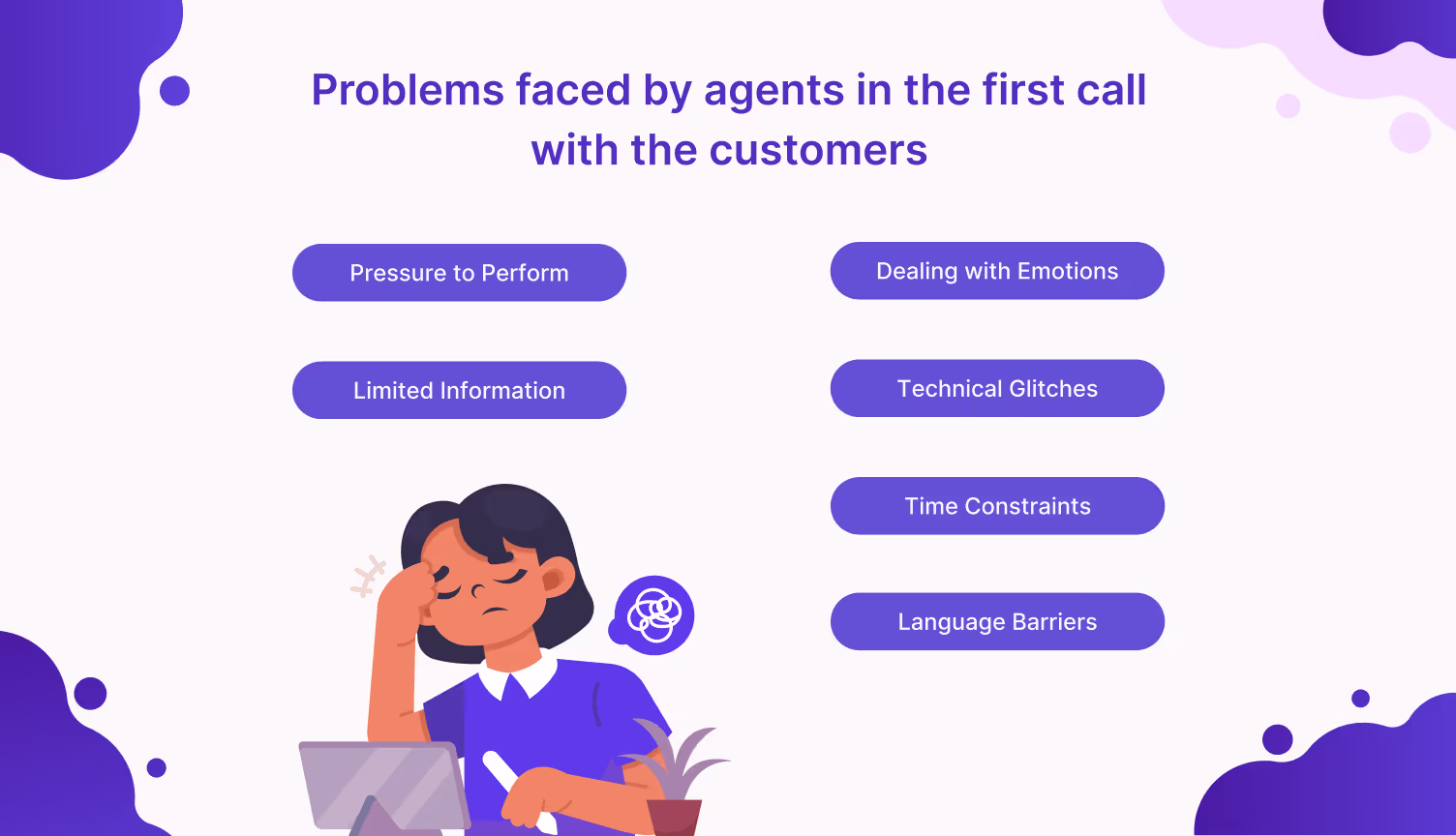 Challenges faced by agents in the first call without Real-Time Agent Assistance