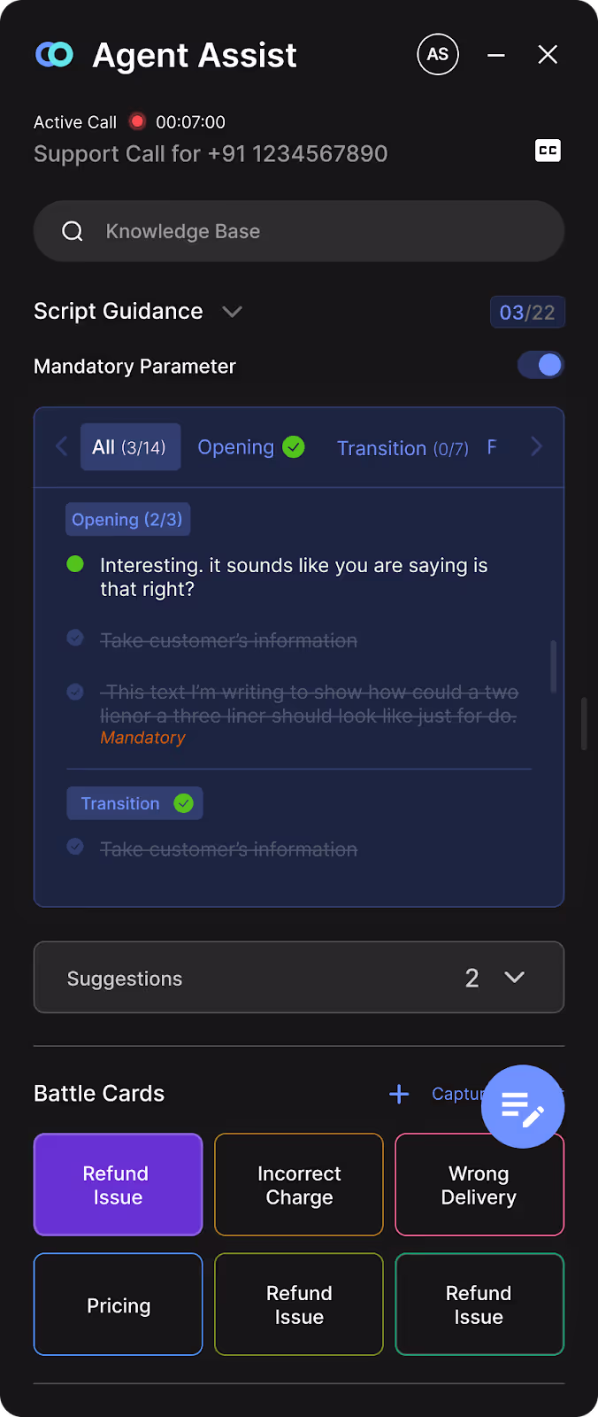 Callveriq’s real-time Agen Assist for on-the-call agent guidance