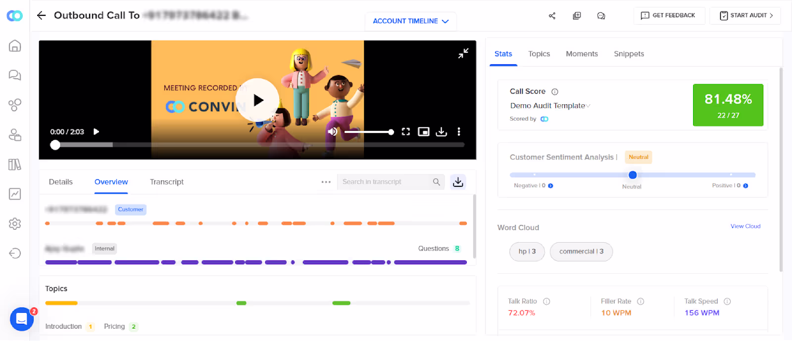 Callveriq Automated Call Center Quality Assurance Dashboard