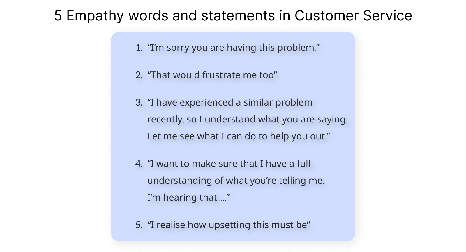 Use of empathy words is part of the call center script best practices