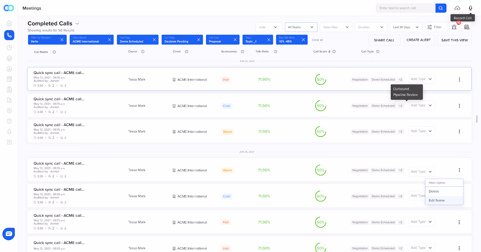 Lead scores are assigned to conversations and displayed on the Dashboard