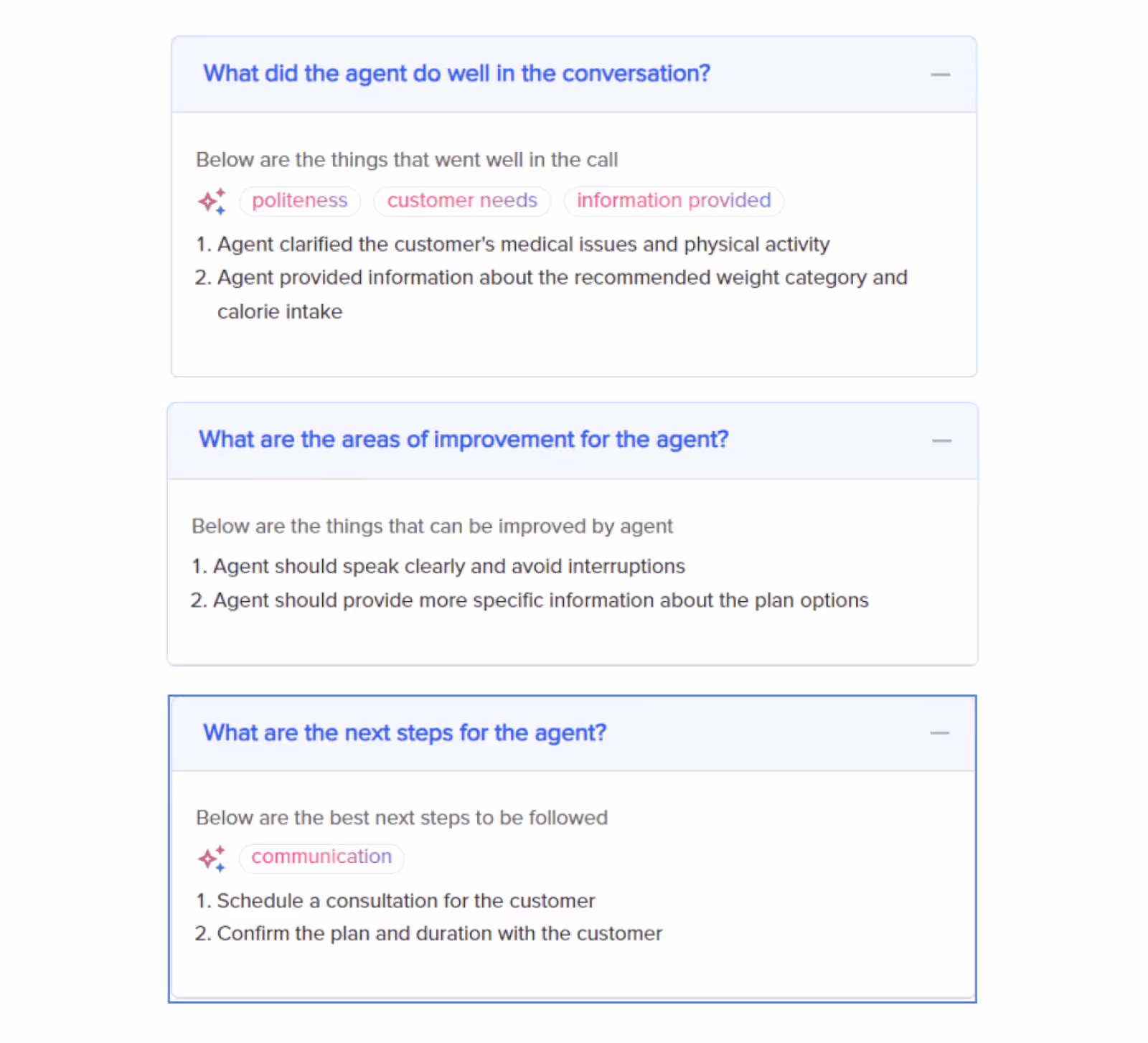 Feedback from AI coaching tools