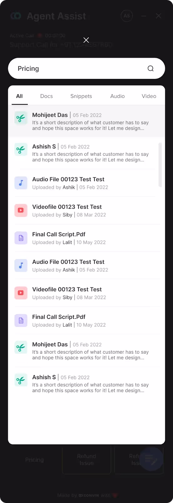 Knowledge base for live agent customer support
