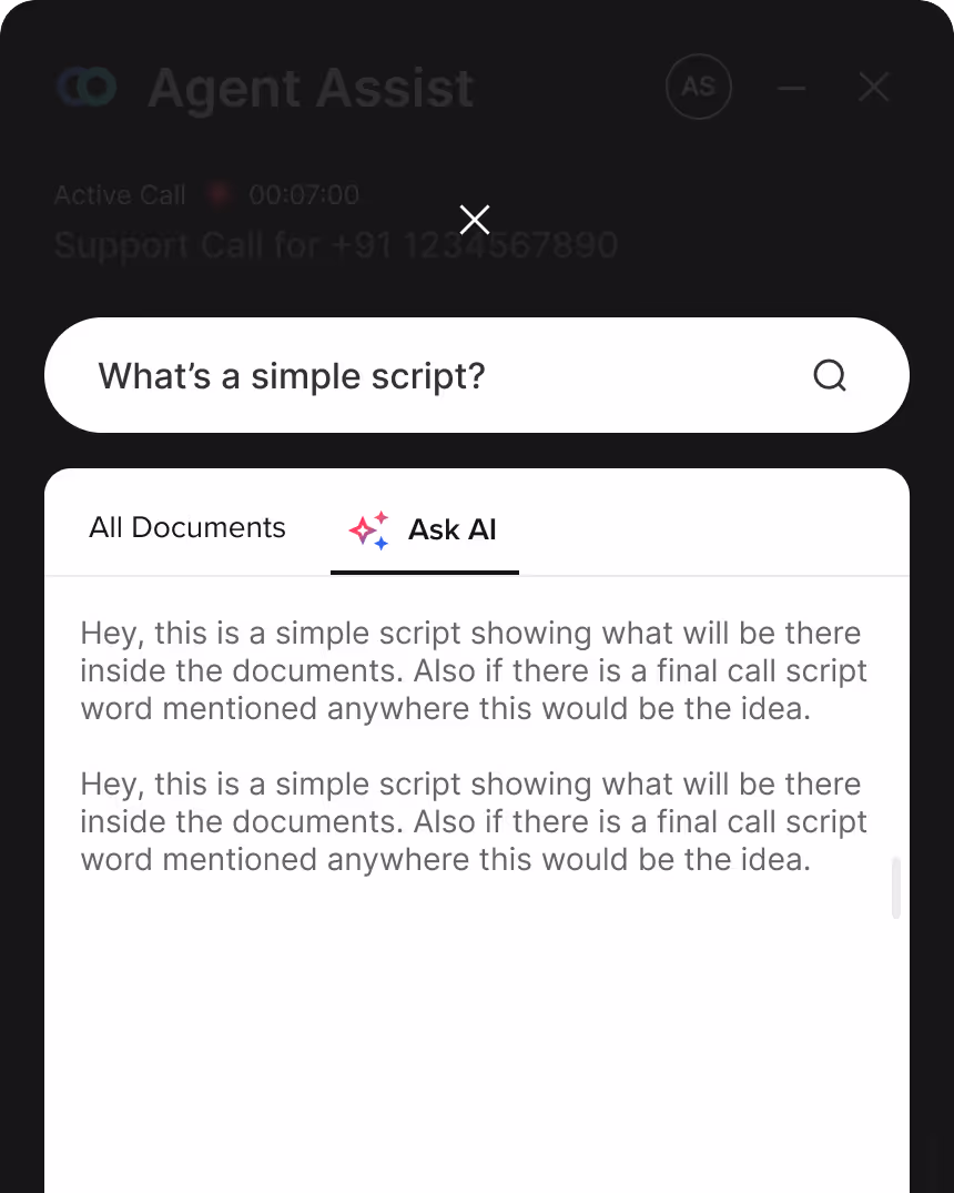Ask AI feature from Agent Assist
