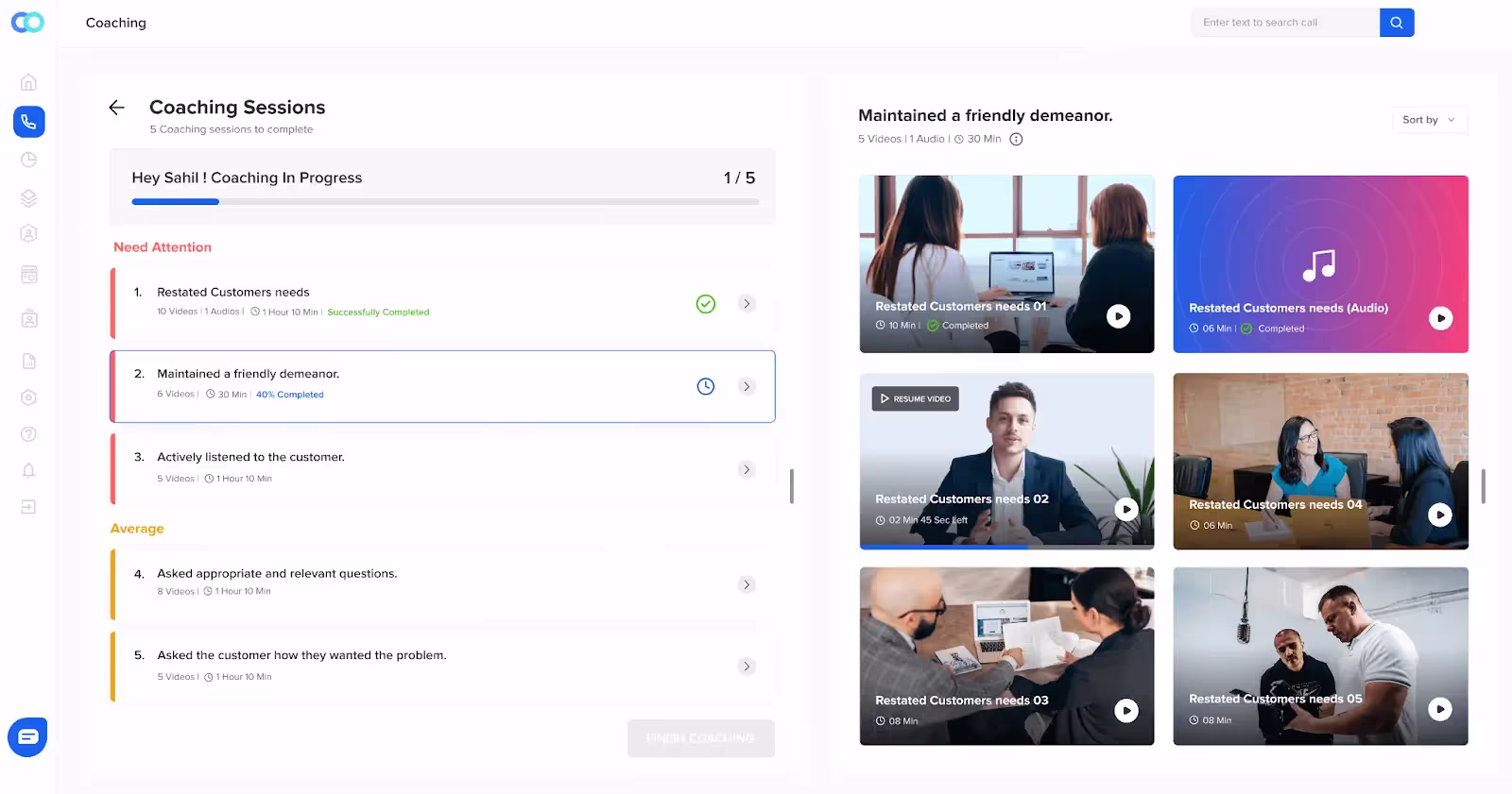 Agent coaching sessions on Callveriq’s contact