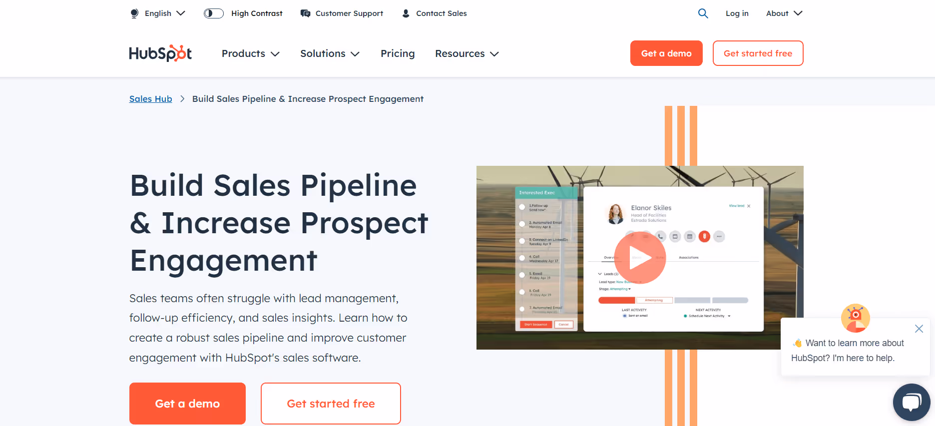 HubSpot Sales Hub Product Page