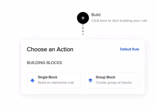 Select building blocks in the rule engine to create customized workflows