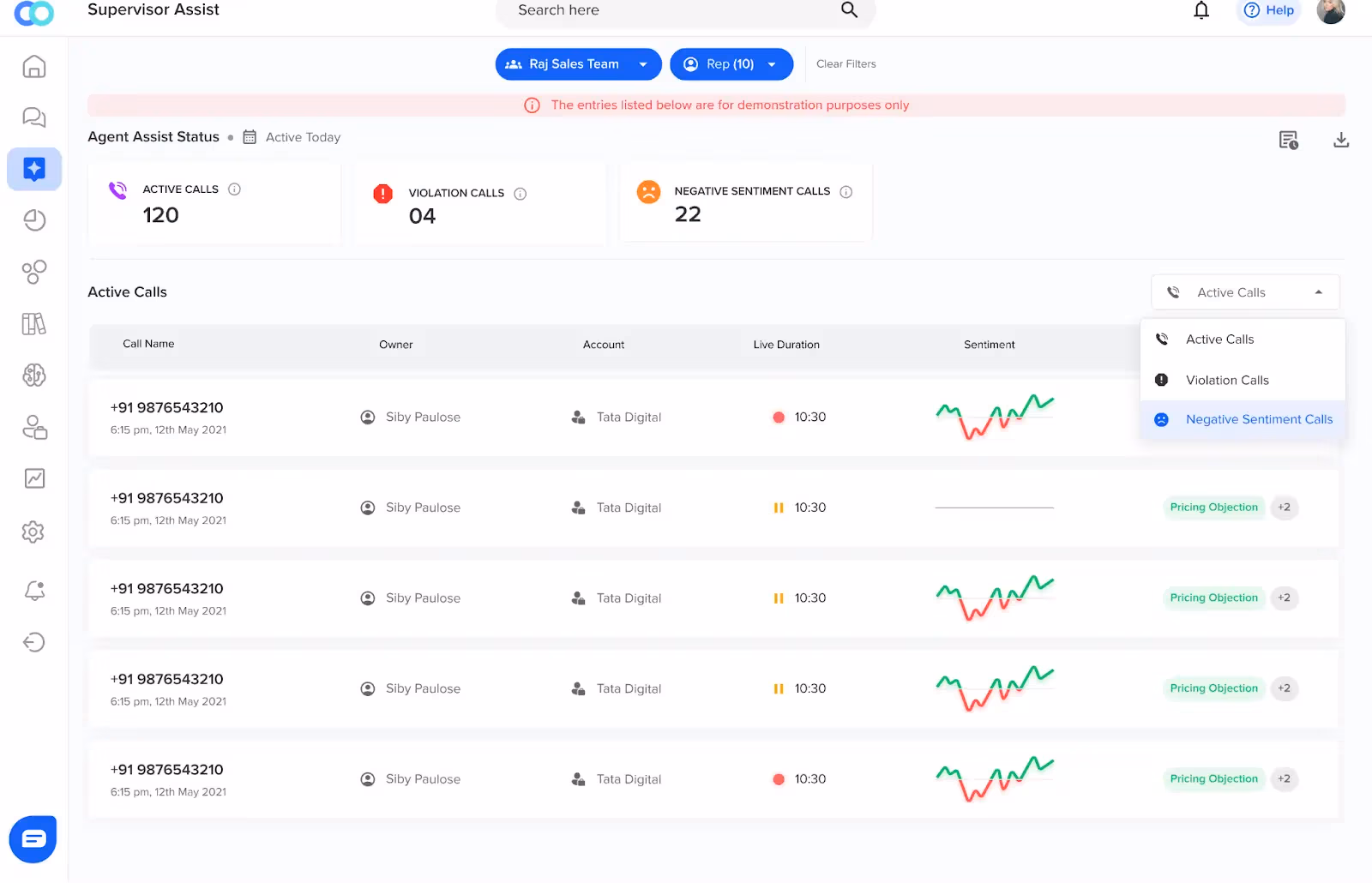 Callveriq’s real-time agent assistance Supervisor Assist dashboard