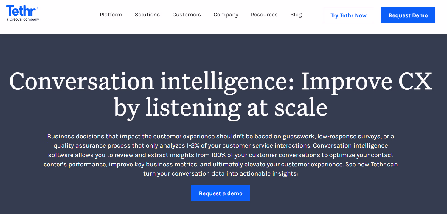 Tethr uses AI data analytics to uncover insights from customer voice interactions.
