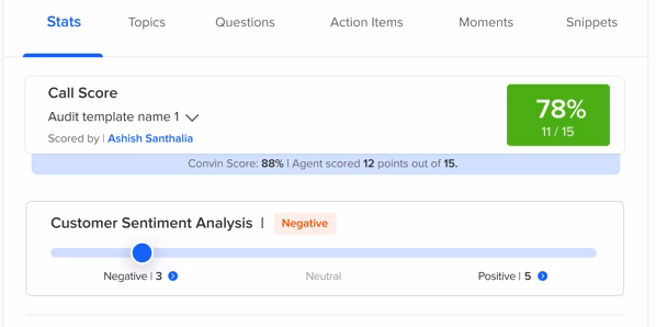 Callveriq’s Scalable conversation intelligence provides detailed information about customer sentiment