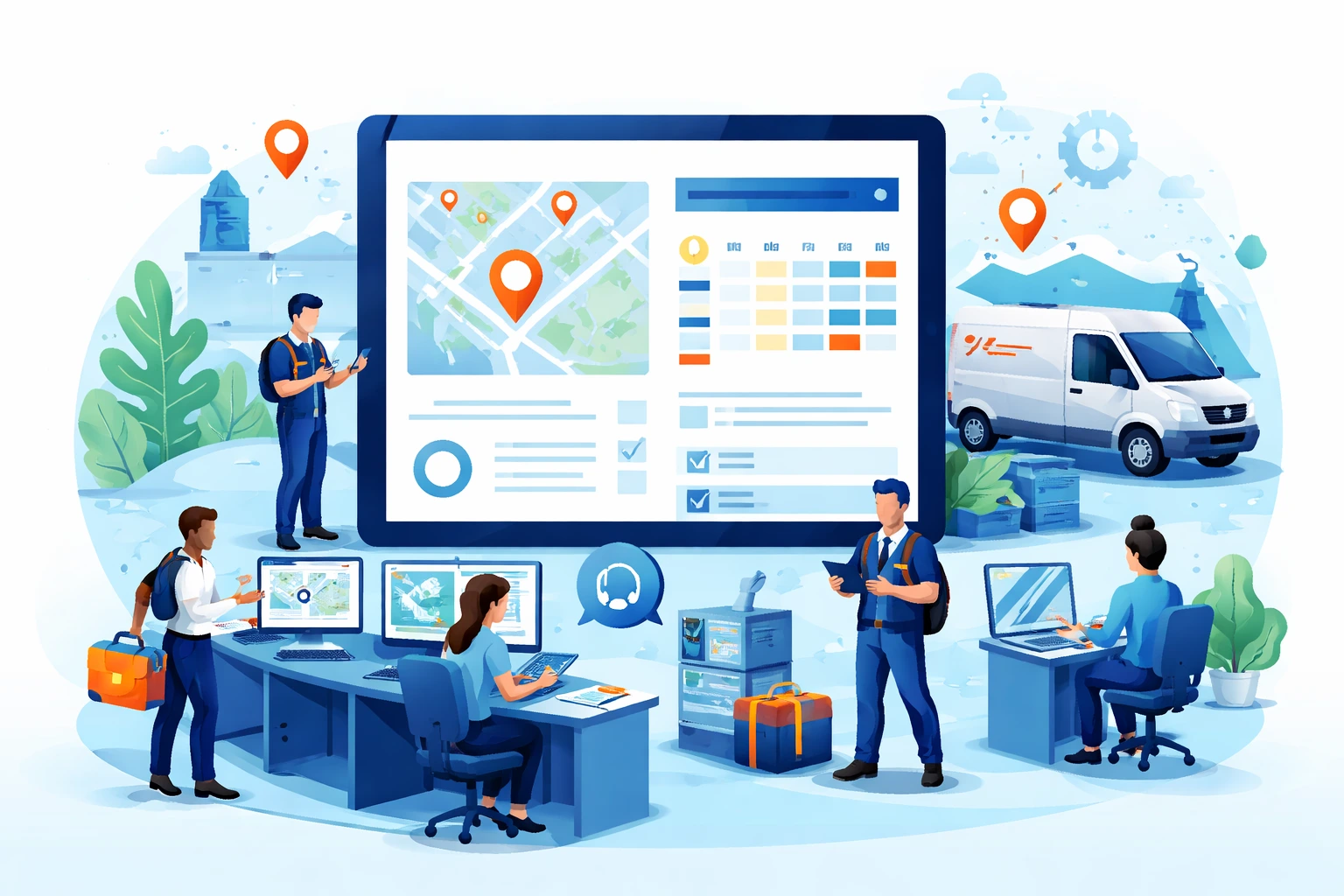 Service appointment scheduling software dashboard
