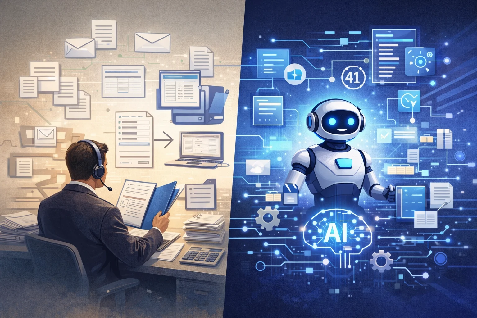 Claims automation vs manual claims processing illustration