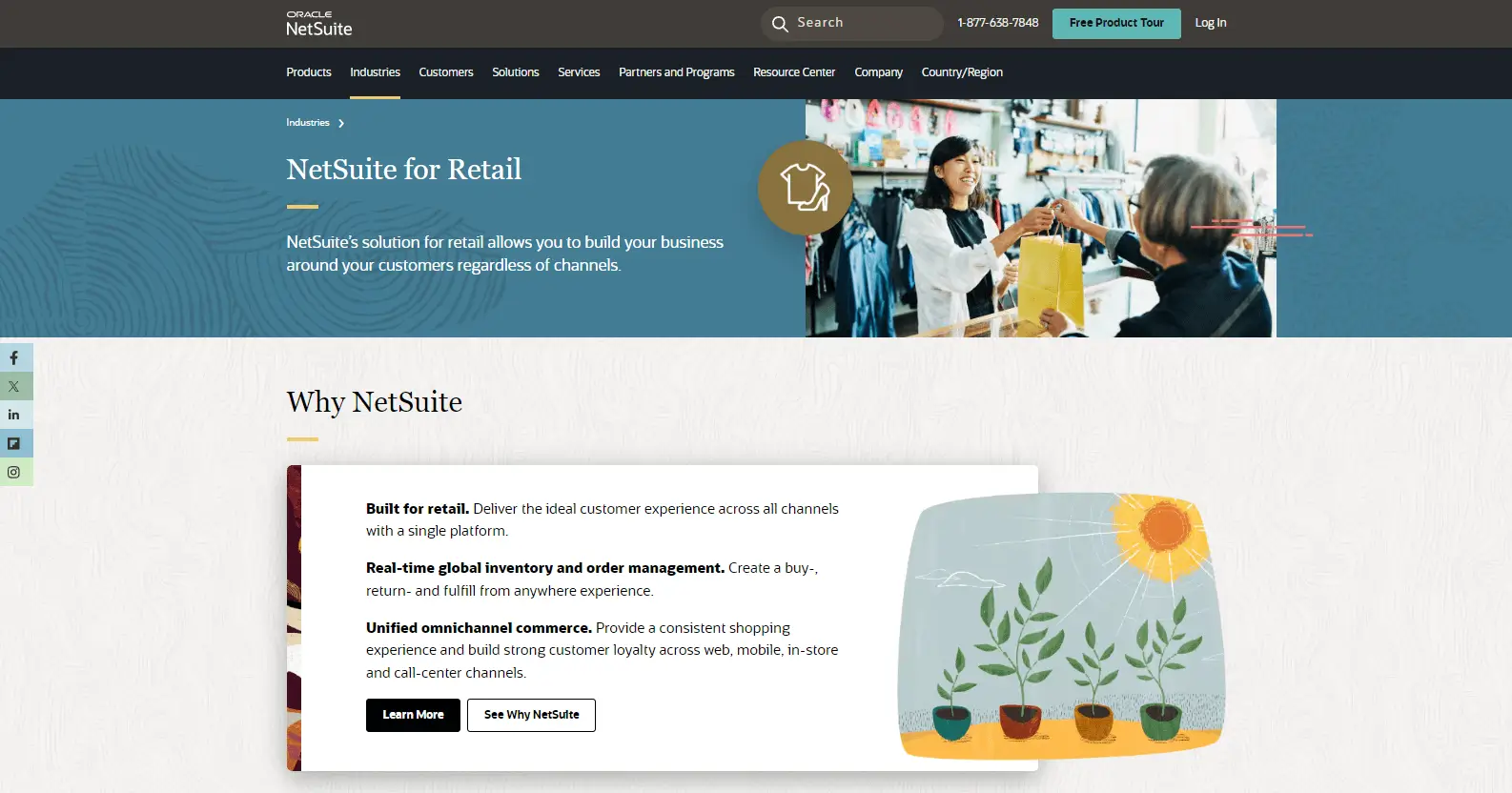 NetSuite for Retail page