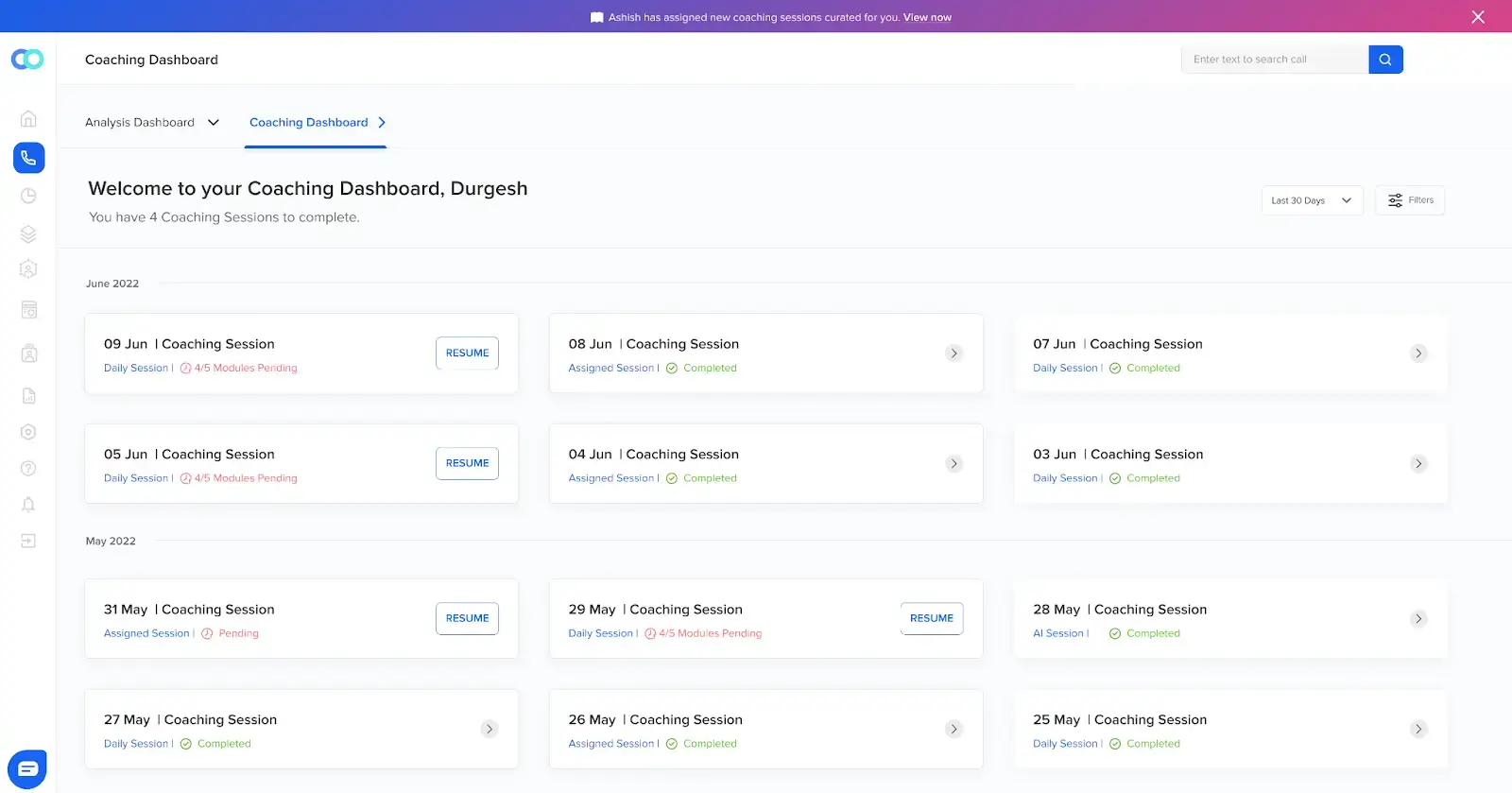 Callveriq’s agent coaching dashboard