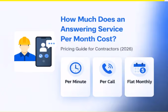 Answering service pricing breakdown with per minute, per call, and monthly cost models for contractors